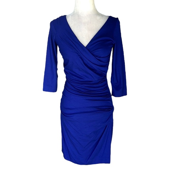 Diane Von Furstenberg Bentley Tanzanite Royal Blue Ruched Bodycon Dress - S - Picture 5 of 16